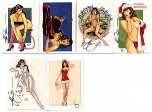 Steve Woron's BETTIE PAGE 5 Card Subset #1 *SIGNED* WOW