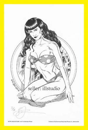 Bettie Page SIGNED Print #4 of 4 "Beach Tease" WORON