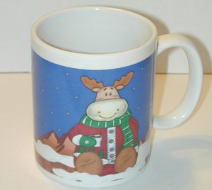 Reindeer Drinking Hot Chocolate Mug