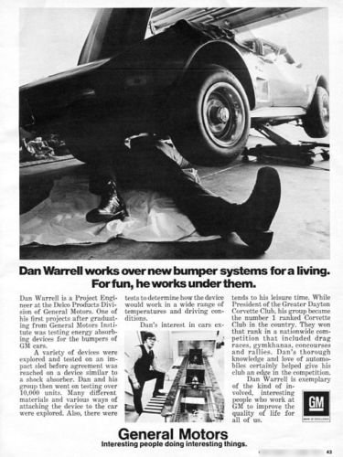 Vintage GM General Motors 1973 Advertisement with 1973 Corvette +FREE Ad!