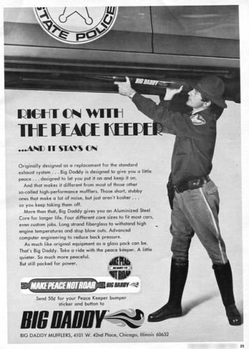 Vintage BIG DADDY MUFFLERS Racing Hot Rod Systems 1973 Advertisement +FREE Ad!