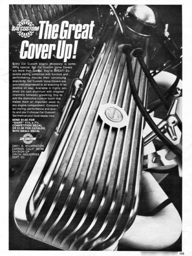Vintage CAL CUSTOM Valve Covers 1973 Advertisement Carson CA +Bonus Ad FREE!