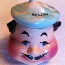 Unique French artist face with removable hat RELISH container! Very cool. Unique French artist face with removable hat RELISH container! Very cool.
