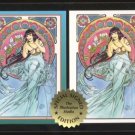SIGNED Steve Woron 2 BETTY PAGE in Mucha style STUNNING Trading Cards Screwdown