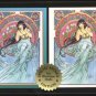 SIGNED Steve Woron 2 BETTY PAGE in Mucha style STUNNING Trading Cards Screwdown