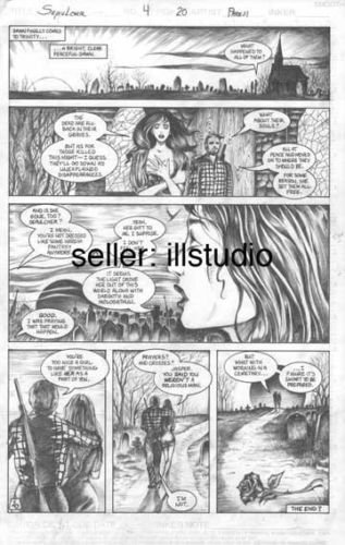 Don Paresi's Zombie Horror comic SEPULCHER #4 Walking Dead ORIGINAL ART Pg.20~!