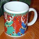 "MERRY CHRISTMAS" Reindeer with Lights in antlers Snowing art MUG