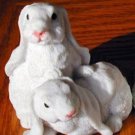 Cold Cast Porcelin 2 BUNNIES Figurines-Clean Cute-Detailed