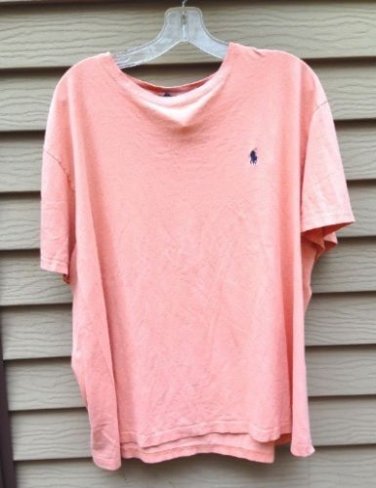 Men's Polo by RALPH LAUREN Crewneck Casual Shirt~ Peach color XL, Short Sleeve