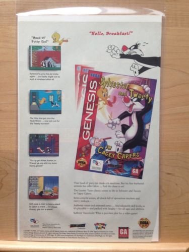 SYLVESTER & TWEETY SEGA GENESIS Game Original Trimmed Paper Advertisement 1994