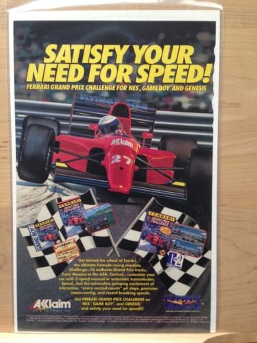 Aklaim FERRARI GRAND PRIX CHALLENGE Original Trimmed Paper Advertisement 1992