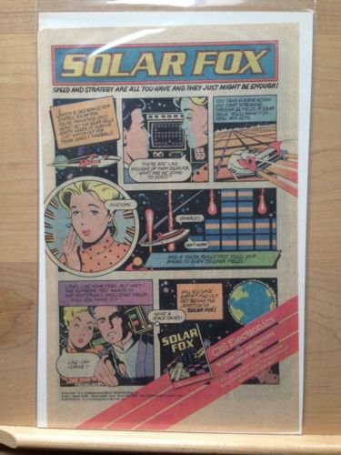 SOLAR FOX (CBS Electronics) ATARI 2600 Original Trimmed Paper Advertisement 1983