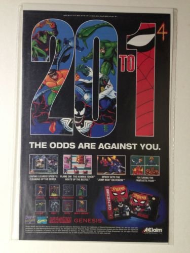 Aklaim SNES SEGA SPIDER-MAN 20 to 1 Original Trimmed Paper Advertisement 1994