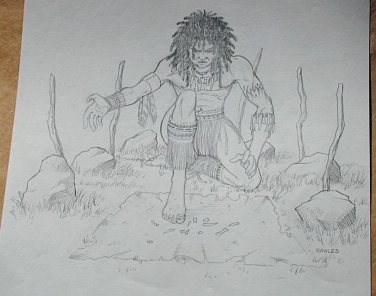 Steve Jackson Games Original RPG ART #27 Skull Warrior :artist FRED RAWLES