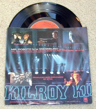1980 STYX Mr. Roboto / Snowblind (Killroy) 45 RPM~Vinyl