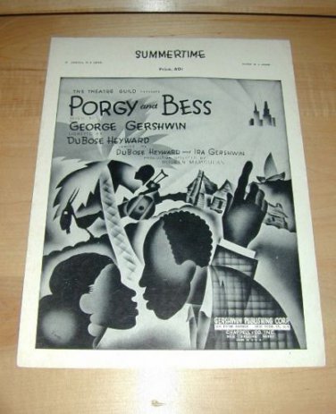 Porgy & Bess SUMMERTIME Gershwin piano sheet music