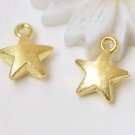 100 pcs Bulk Shiny Gold Mini Thick Star Charms  7mm A1643