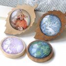 Wooden Pendant Tray Leaf/Round Bezel Setting 25mm Bezel Set of 4