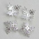 Large Silver 4 Petal Leaf Bead Caps Set of 50 A8222