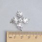 Large Silver 4 Petal Leaf Bead Caps Set of 50 A8222