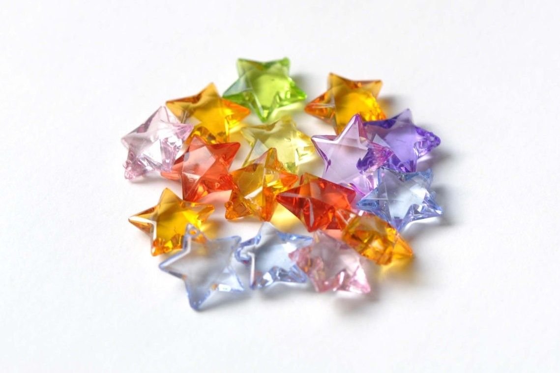 Faceted Acrylic Star Beads Mixed Color 15mm Set of 30 A8343