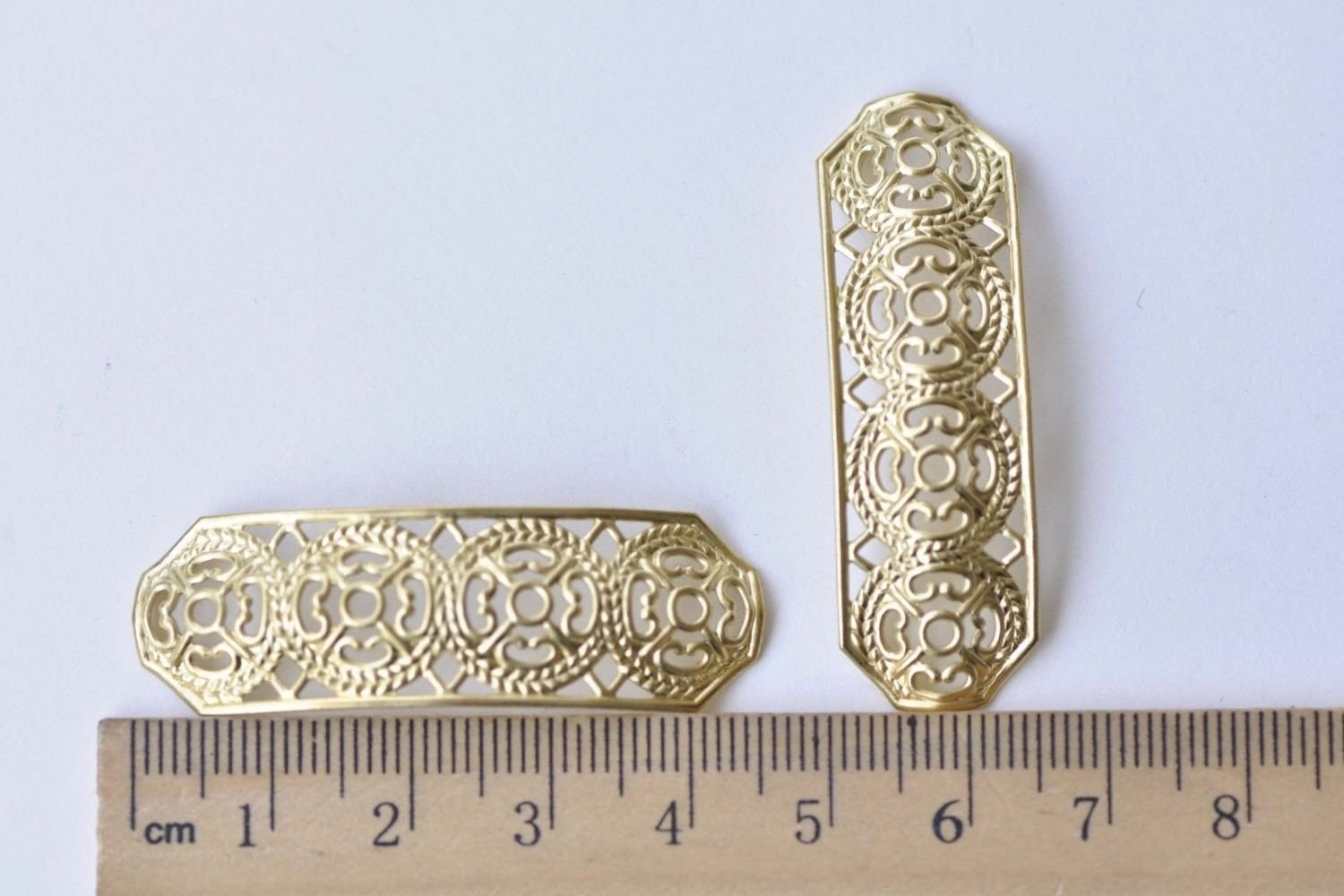Raw Brass Curved Floral Embellishments Stamping Set of 10 A8534