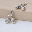 Antique Silver Small Double Pinecones Acorns Charms Set of 20 A8427