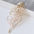 2 pcs 24K Champagne Gold Peacock Feather Connectors Pendants A5513