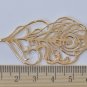 2 pcs 24K Champagne Gold Peacock Feather Connectors Pendants A5513