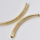 4 pcs 24K Champagne Gold Brass Textured Curved Tubes  4x45mm A4900