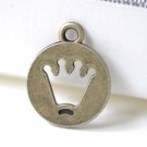 Cut out Princess Crown Round Antique Bronze Charms Set of 20 A8008