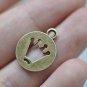 Cut out Princess Crown Round Antique Bronze Charms Set of 20 A8008