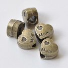 20 pcs Antique Bronze Large Hole Mom Heart Beads 10x12mm A8467