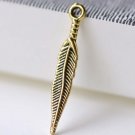 Antique Gold Long Feather Charms 5x28mm Set of 20 A8048