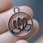 Antique Silver Outlined Lotus Flower Ring Charms Set of 20 A8050