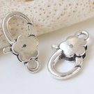 10 pcs Antiqued Silver Flower Lobster Clasps 13x27mm A618