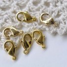 50 pcs Gold Plated Brass Lobster Claw Clasps 6x12mm A8626
