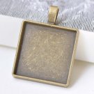 10 pcs Antique Bronze Square Pendant Tray Match 20mm/25mm Cabochon