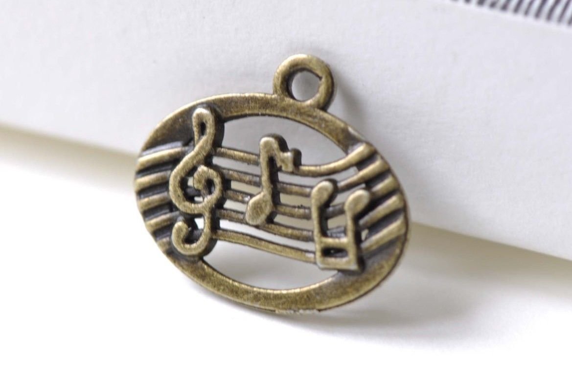 20 pcs Music Note Charms Antique Bronze Treble Clef Pendants A8007
