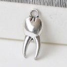 20 pcs Antique Silver Hollow Back Tooth Charms 8x20mm A8618