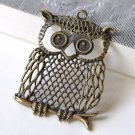 Large Owl Pendant Antique Bronze Bird Charms Set of 5 A8299