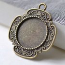 Antique Bronze Fancy Pendant Tray Base Setting Blank A7972