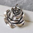 4 pcs Antique Silver Rose Flower Charm Pendants 32x35mm A8795