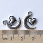 Crescent Moon Heart Charms Antique Silver Pendants Set of 20 A8111