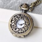 1 PC Antique Bronze Bird On Twig Pocket Watch Necklace A8771
