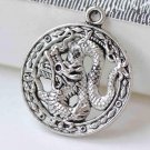 10 pcs Antique Silver Dragon Ring Round Charms 23mm A8908