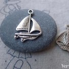 20 pcs Antique Silver Catamaran Sailing Boat Charms 17x24mm A7729