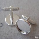 10 pcs Silver Cuff Links Cufflinks With 16mm Bezel Cup A3302