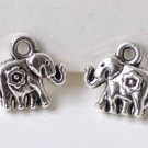 10 pcs Antique Silver Small 3D Flower Elephant Charm Pendants A8530