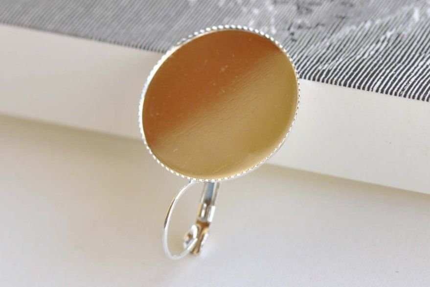 Silver French Earwire Earring Base Setting Set of 10 A8356
